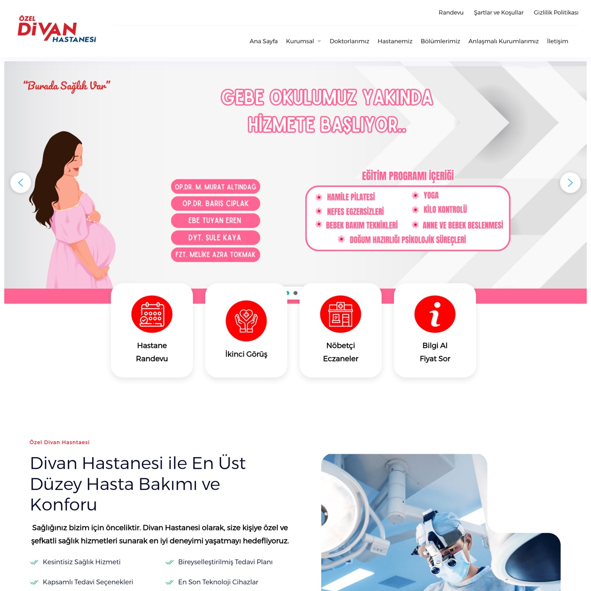 Divan Hastanesi — Kurumsal Web